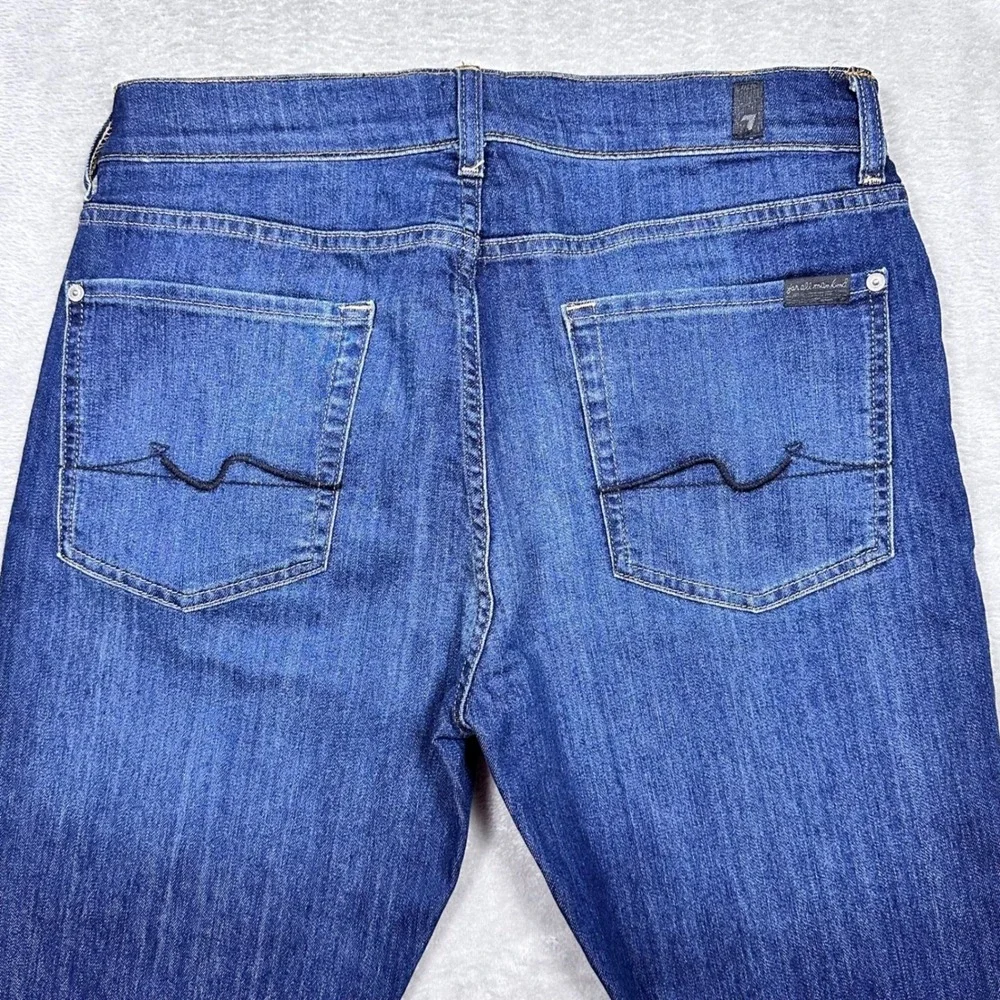 7 For All Mankind Slimmy Jeans Mens 33x28 Blue Straight Leg Japanese‎ Fabric